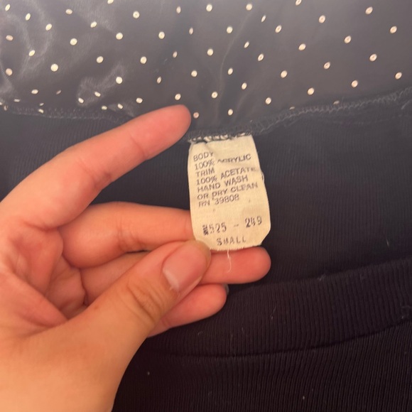 Black and White Polka Y2K Euro inspiredLong Sleeve Top with Artistic Face Design - Picture 2 of 5